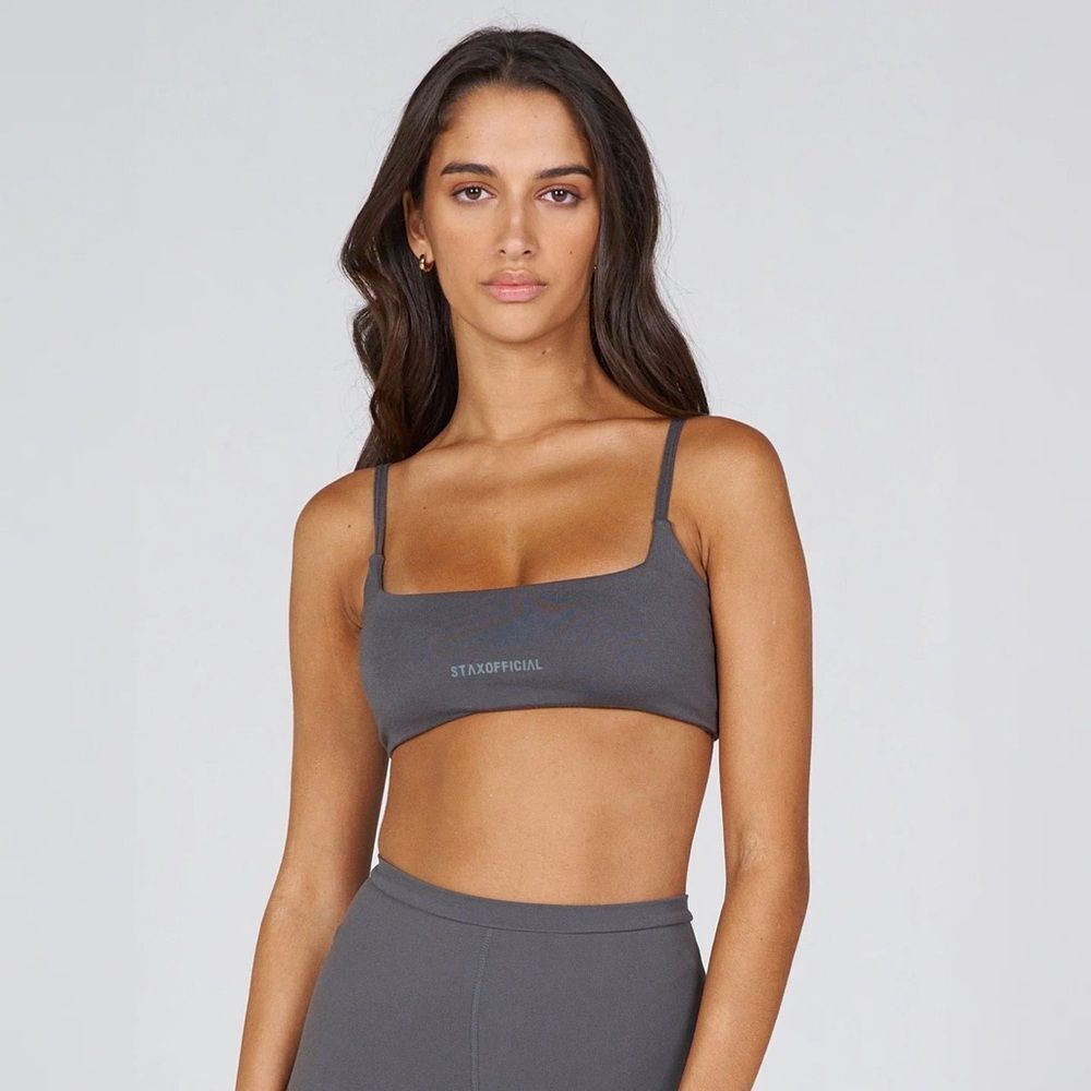 NWT Stax. Ridge Crop Top in Ash-Grey Size XL